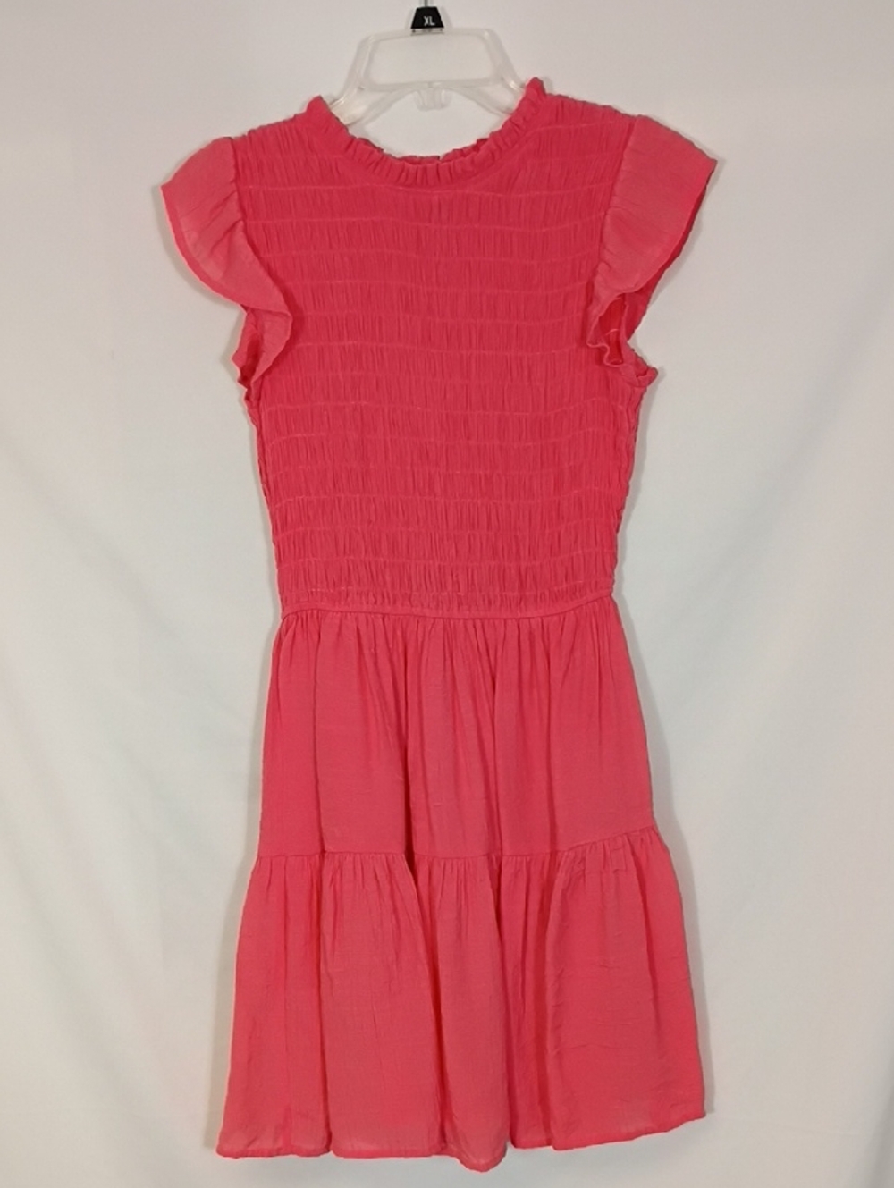EUC Mine Bright Pink Smocked Tiered Dress Size Small Summer